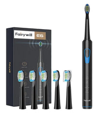Fairywill E6 Sonic Electric Toothbrush Rechargeable 3 Modes 6 Brush Heads Travel