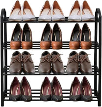 Load image into Gallery viewer, 4 Tier Shoe Rack Shoe Storage Organiser Storage Rack Hallway 12-14 Pairs 62x20x62 cm