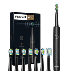Fairywill E10 Sonic Electric Toothbrush Rechargeable USB 5 Modes 8 Heads Travel