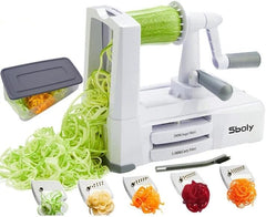 Sboly 5 Blades Vegetable Spiralizer Slicer Zucchini Noodle Pasta Spaghetti Maker Handheld Foldable Kitchen Gadgets Cooking Salad