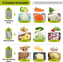 Load image into Gallery viewer, Rotary Cheese Grater, Vegetable Slicer with Three Grater Drums, Safe and Reliable Hand Grater, Vacuum Suction Base, for Vegetables, Fruits, Cheese
