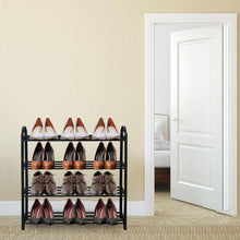 Load image into Gallery viewer, 4 Tier Shoe Rack Shoe Storage Organiser Storage Rack Hallway 12-14 Pairs 62x20x62 cm