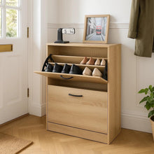 Load image into Gallery viewer, 2 Drawer Shoe Cabinet Cupboard Storage Organiser Shoes Footwear Rack Hallway 60x24x81 cm
