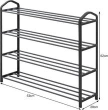 Load image into Gallery viewer, 4 Tier Shoe Rack Shoe Storage Organiser Storage Rack Hallway 12-14 Pairs 62x20x62 cm