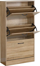 Load image into Gallery viewer, 3 Drawer Shoe Cabinet Cupboard Shoe Storage Organiser Pull Down Furniture Unit 60x24x116 cm