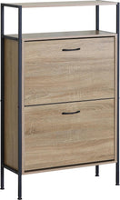 Load image into Gallery viewer, 2 Drawer Shoe Cabinet Shoe Rack Storage Organiser Hallway Furniture Unit 63x24x105 cm
