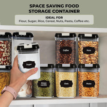 Load image into Gallery viewer, Top 3 Airtight Food Storage Containers – Pack Of 3 x 0.8L Plastic Storage Jars With 1 Marker, 10 Pantry Labels and 6 Measuring Spoons – For Flour, Cereals, Grains, Sugar, Nuts (Pack of 3 x0.8L)
