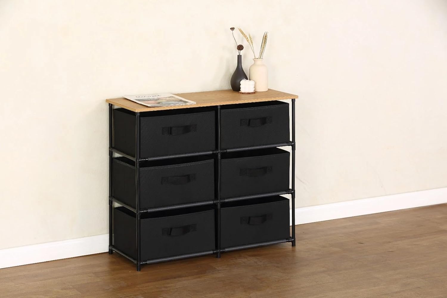 6 Chest of Drawers Fabric Storage Wardrobe Cabinet Living Room Dresser Table 75x30x68 cm