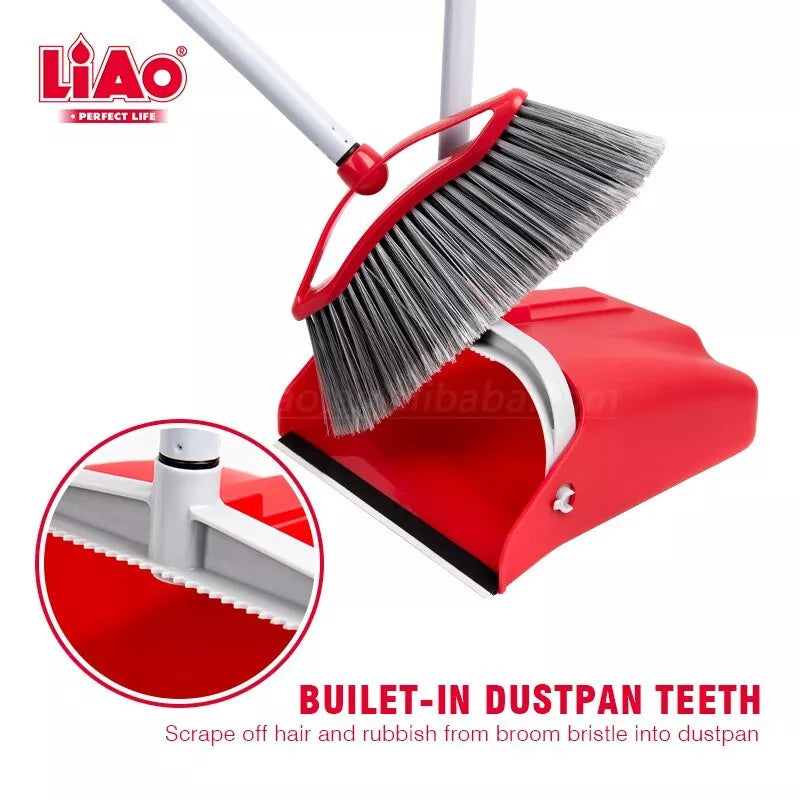Long Handled Dustpan and Brush Set Broom Floor Sweeper Cleaning Wind Proof