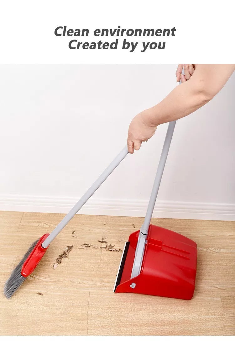 Long Handled Dustpan and Brush Set Broom Floor Sweeper Cleaning Wind Proof