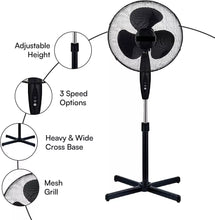 Load image into Gallery viewer, 16'' Cooling Fan Oscillating Pedestal 3 Speed Quite Floor Standing Adjustable