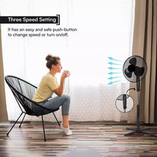 Load image into Gallery viewer, 16'' Cooling Fan Oscillating Pedestal 3 Speed Quite Floor Standing Adjustable
