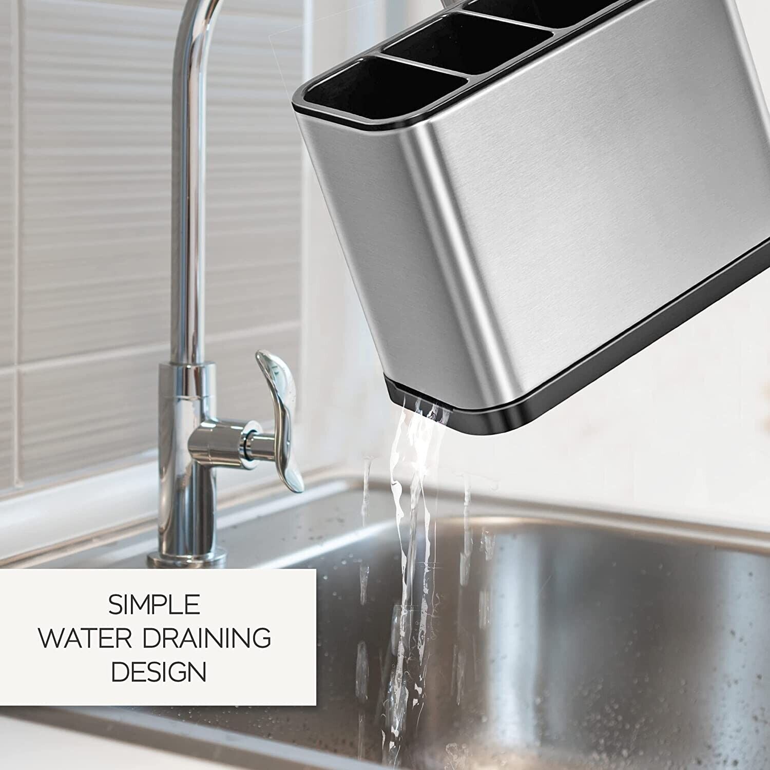 Kitchen Cutlery Holder Utensils Spoon Fork Storage Rack Organiser Countertop Box