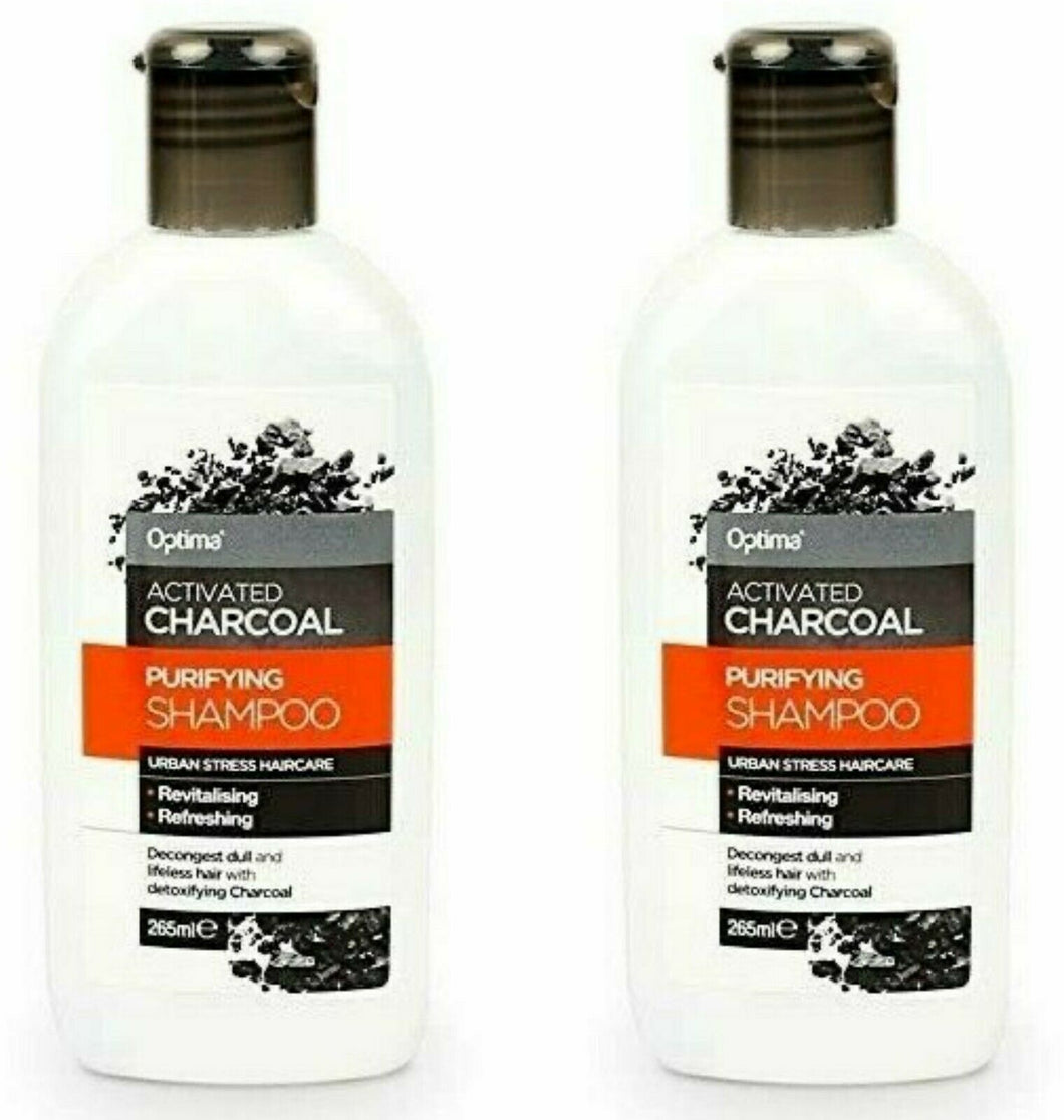 2 Pack Optima Activated Charcoal Purifying Shampoo - 265ml - SLS & Parabens Free