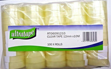 Load image into Gallery viewer, Ultratape 100 Small 12mm x 10m Clear Tape Cellotape Packaging Rolls Easy Tear