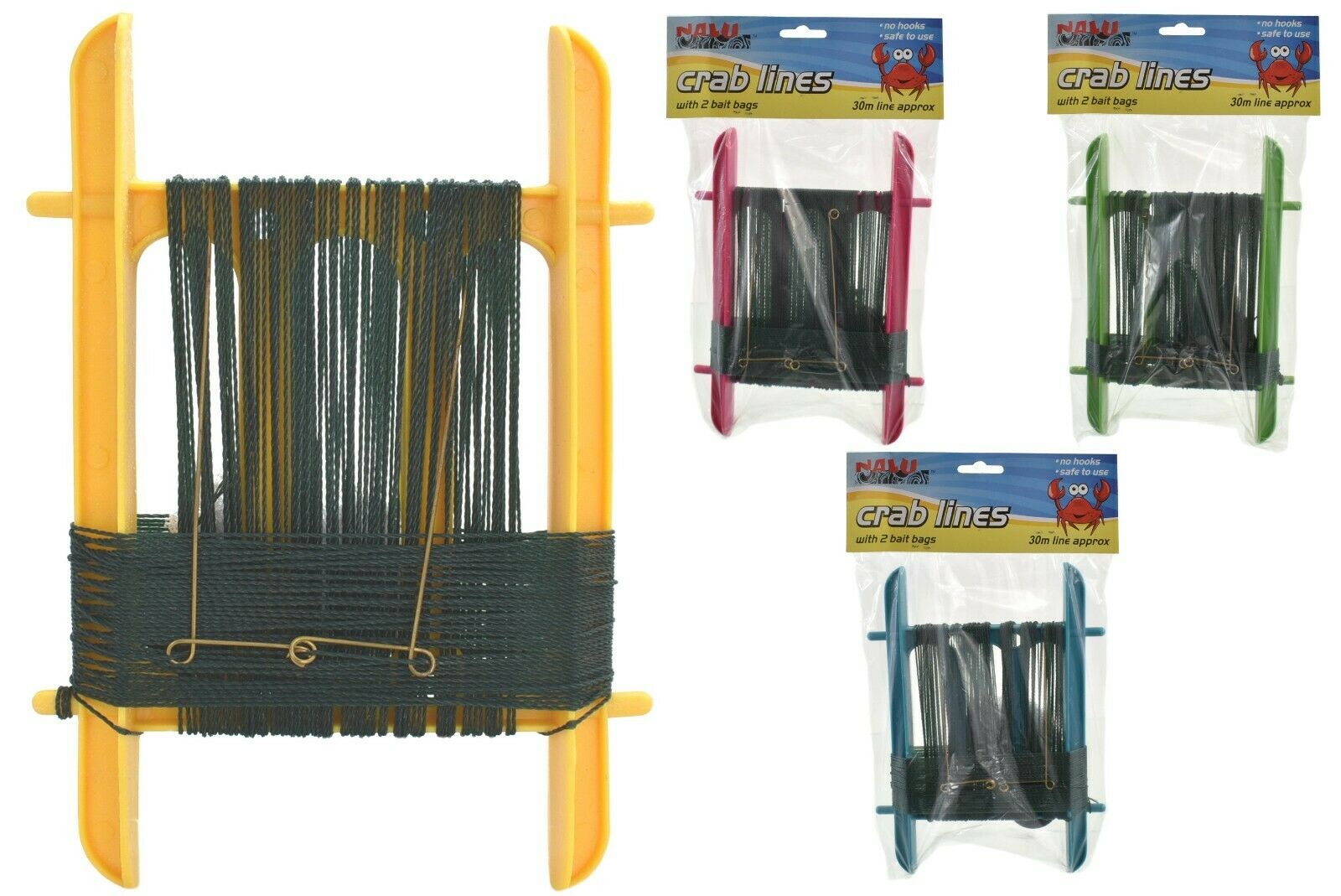 8" Crab Fishing Line With 2 Bait Bags No Hooks Kids Safe To Use Beach Holiday