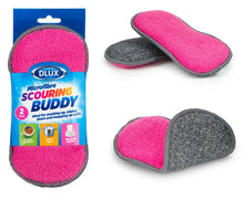 Load image into Gallery viewer, 2 Microfibre Sponge Scourer Kitchen Cleaning Pads Non Scratch Dual Side Scrubber