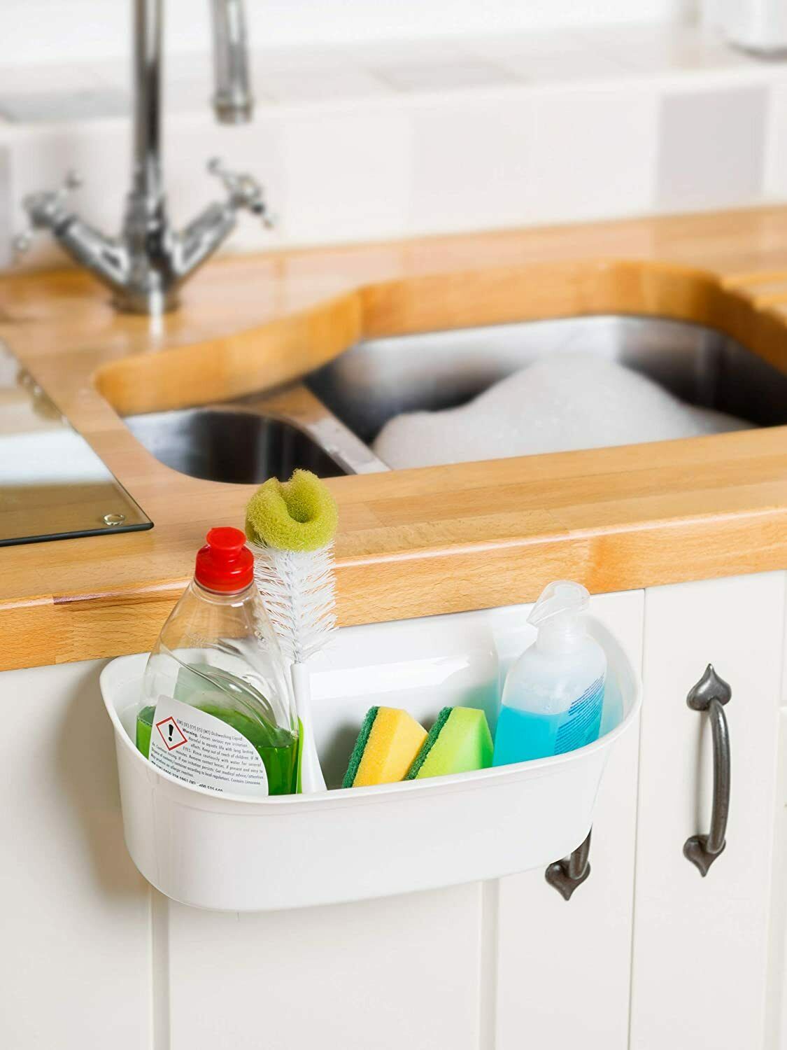 Handy Plastic White Caddy Kitchen Cut & Collect Mini Scrap Waste Bin Storage New