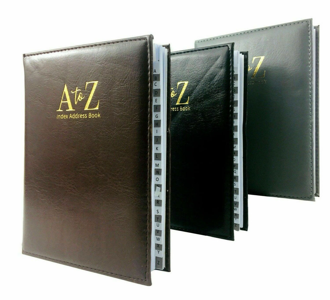 Extra Large Executive Leather Padded A-Z Index Address Book - Telephone Diary UK