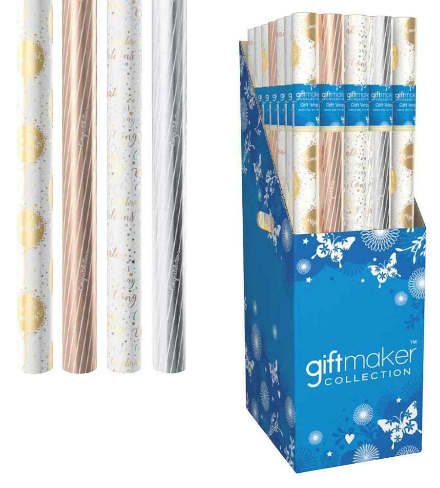 2 x Giftmaker Collection Everyday 1.5m Gift Wrapping Paper Foil Birthday Celebration