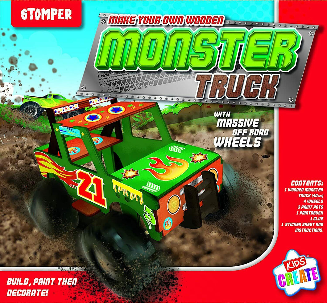 Kids Create Make Your Own Wooden Monster Truck Craft Kits DIY Boys Toy Gift