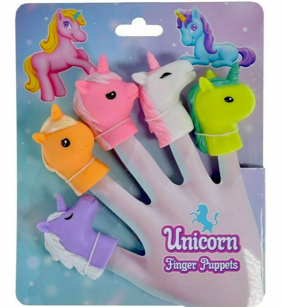 5 x Unicorn Finger Puppets Animal Baby Boys Girls Toy Party Bag Filler UK Seller