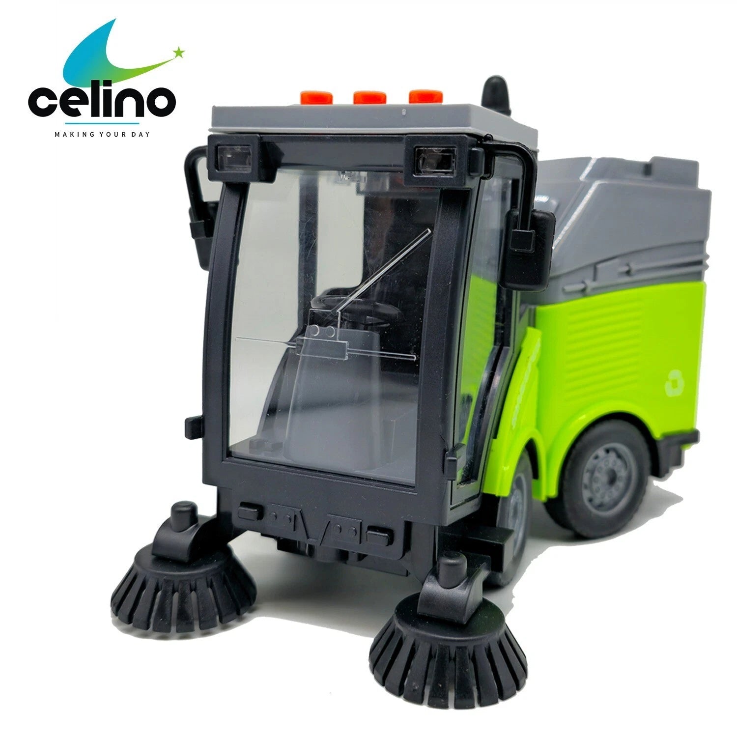 Street Sweeper Truck Toy for Kids | City Vehicle with Lights & Sound Friction Powered 1:16 Scale