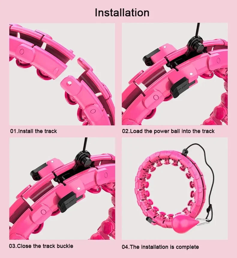 24 Knots Weighted Hula Hoop with Ball Adjustable Fitness Weight Loss Exercise UK