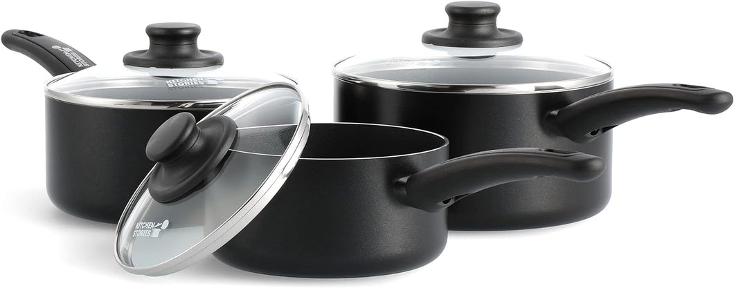 Saucepan Induction Pot Set Non Stick Cookware Dishwasher Safe 3 Piece 16/18/20cm