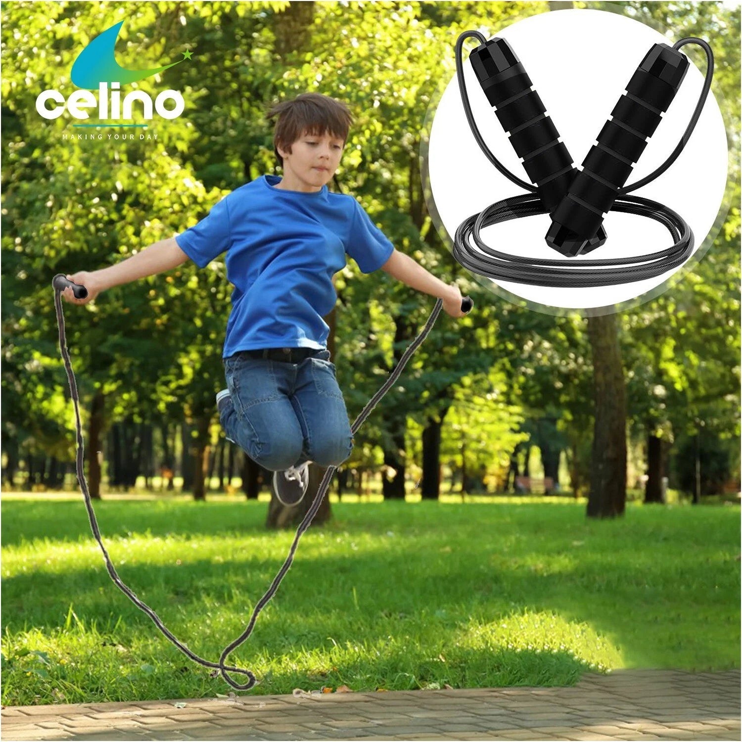 Skipping Rope Adjustable Adult Jump Rope Gym Fitness Exercise Workout Training