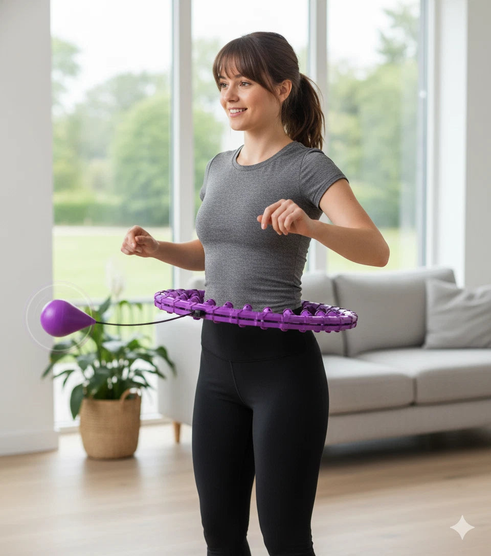 24 Knots Weighted Hula Hoop with Ball Adjustable Fitness Weight Loss Exercise UK