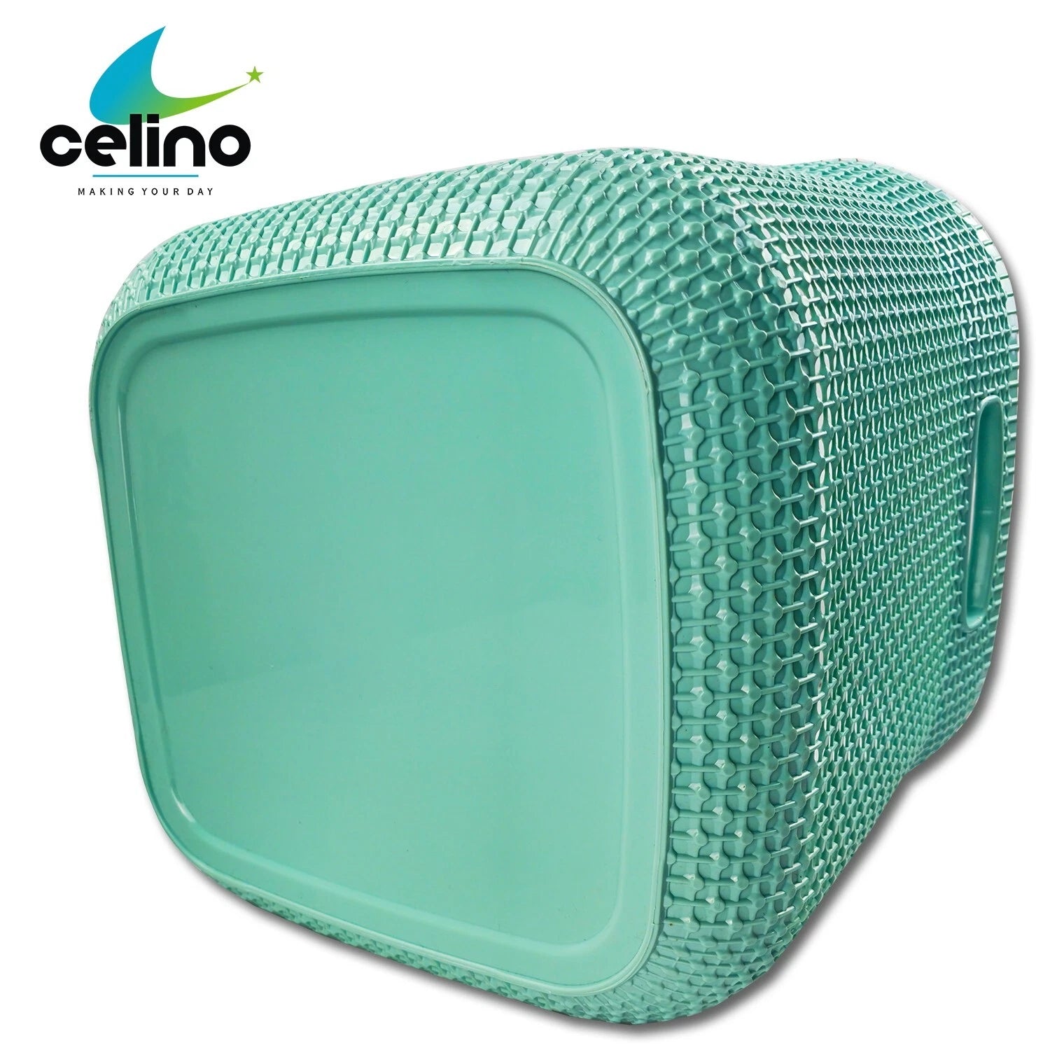 53L Plastic Rattan Laundry Basket Strong Washing Clothes Hamper Storage Knitted