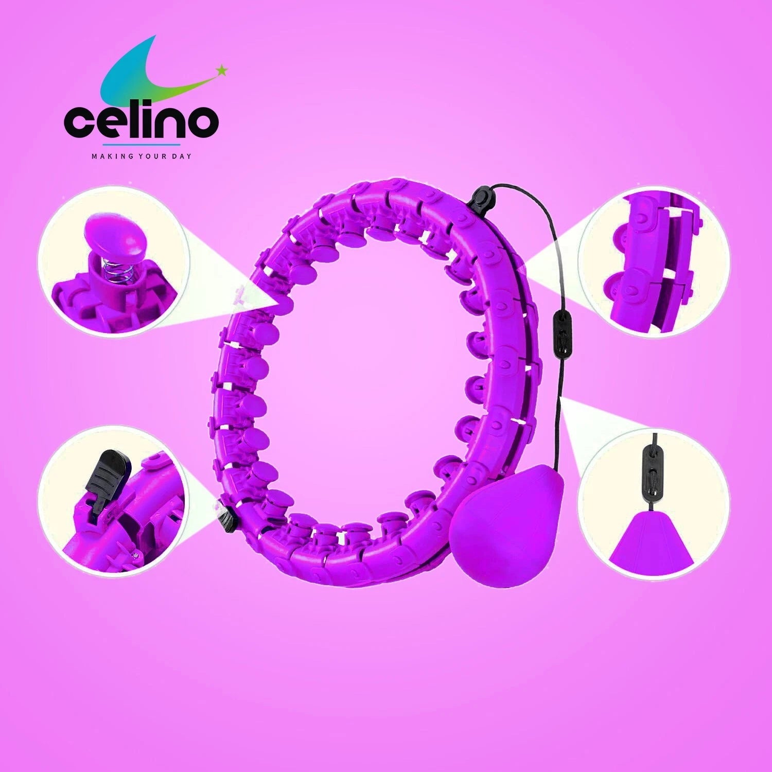 24 Knots Weighted Hula Hoop with Ball Adjustable Fitness Weight Loss Exercise UK