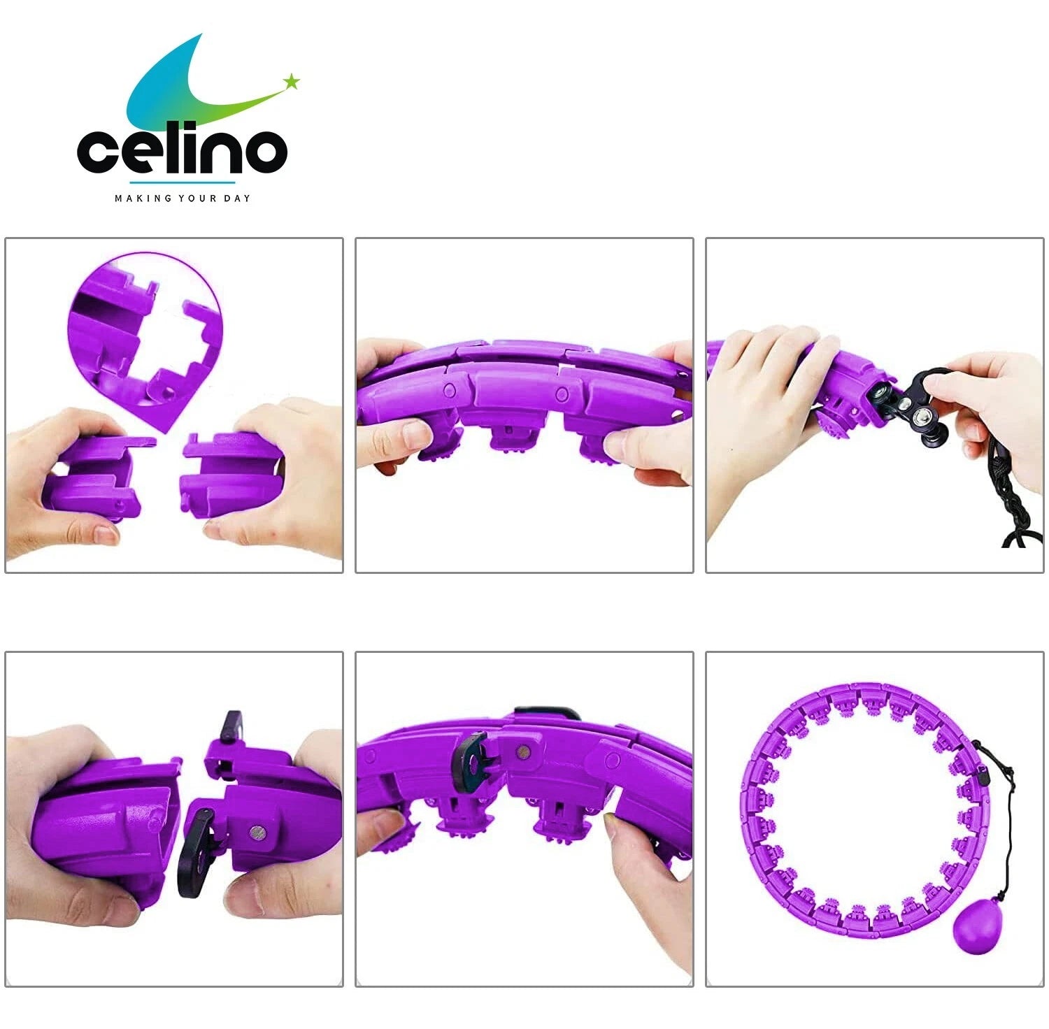 24 Knots Weighted Hula Hoop with Ball Adjustable Fitness Weight Loss Exercise UK