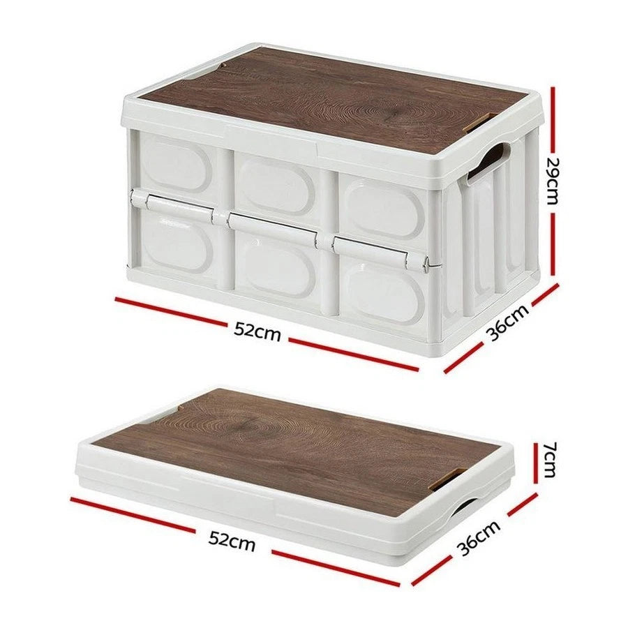 Folding Storage Boxes With Lid Plastic Box Collapsible Stackable Organiser Crate