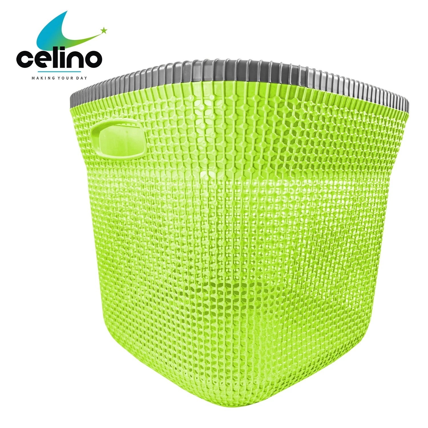 53L Plastic Rattan Laundry Basket Strong Washing Clothes Hamper Storage Knitted