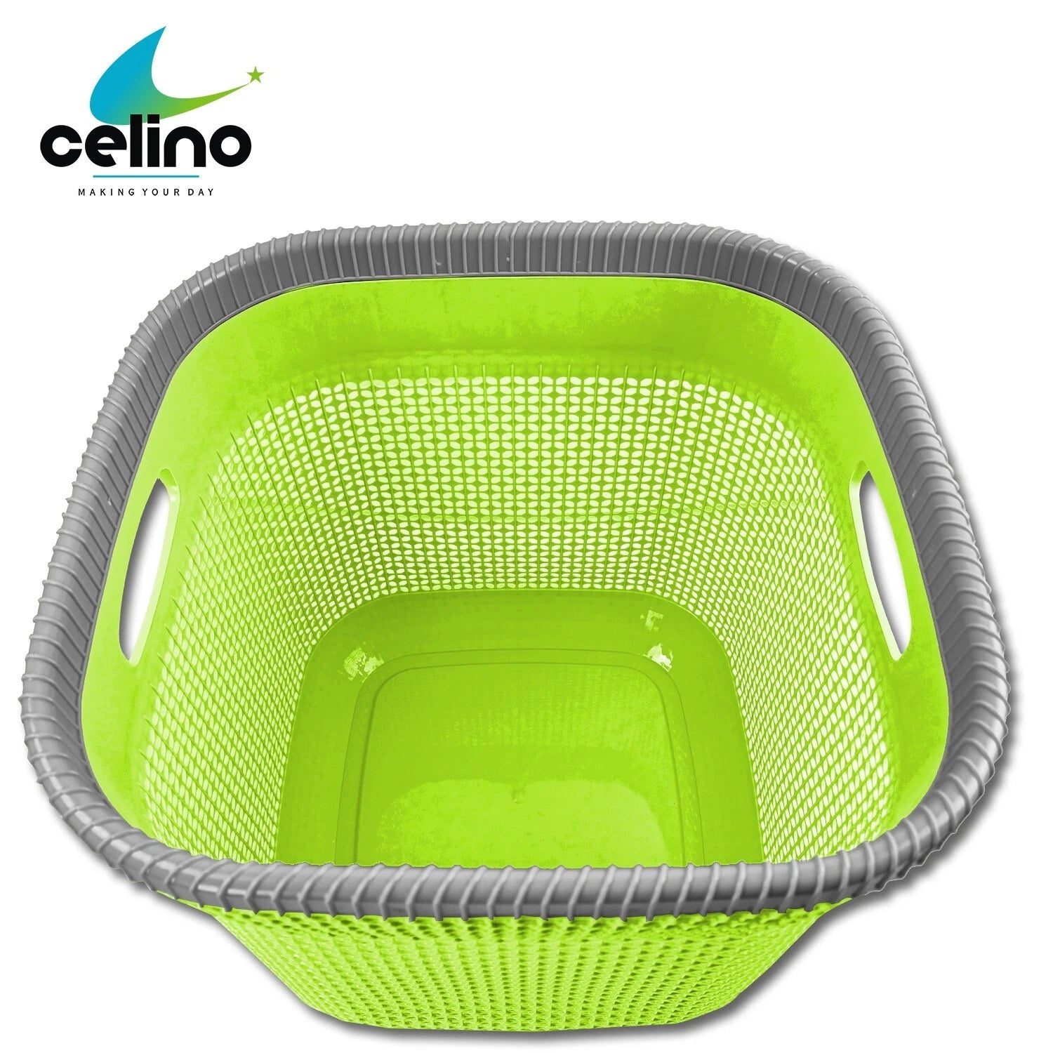 53L Plastic Rattan Laundry Basket Strong Washing Clothes Hamper Storage Knitted