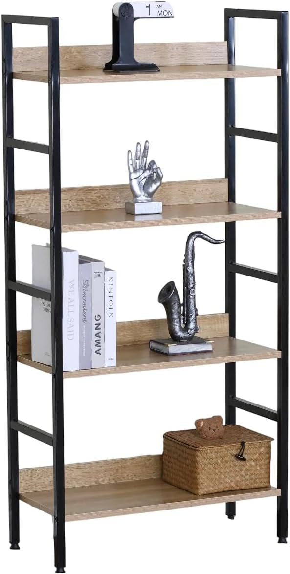 4 Tier Ladder Shelf Bookcase Wide Living Room Display Storage Shelving Unit 60×27.6×126 cm
