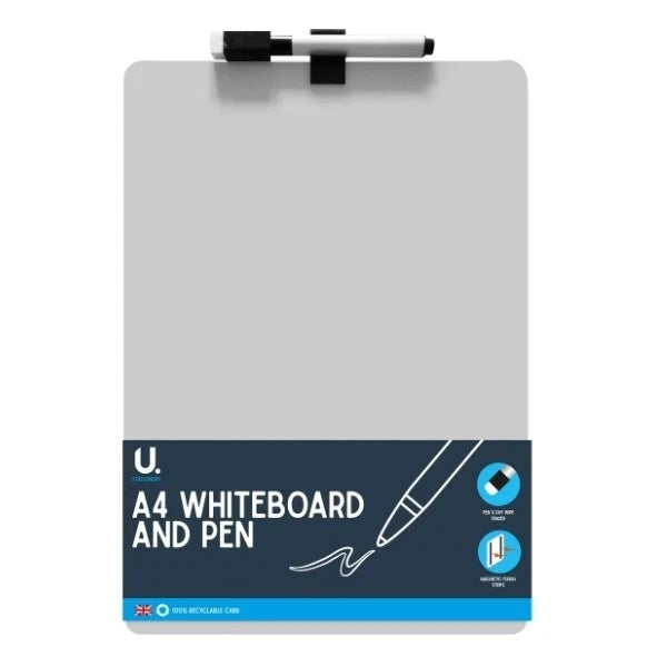 A4 Whiteboard Magnetic Double Sided Dry Wipe Re-writable Pen School Home Office
