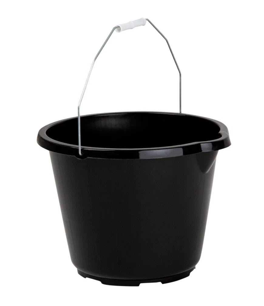 12L Plastic General Purpose Black Bucket Heavy Duty Water Storage Metal Handle