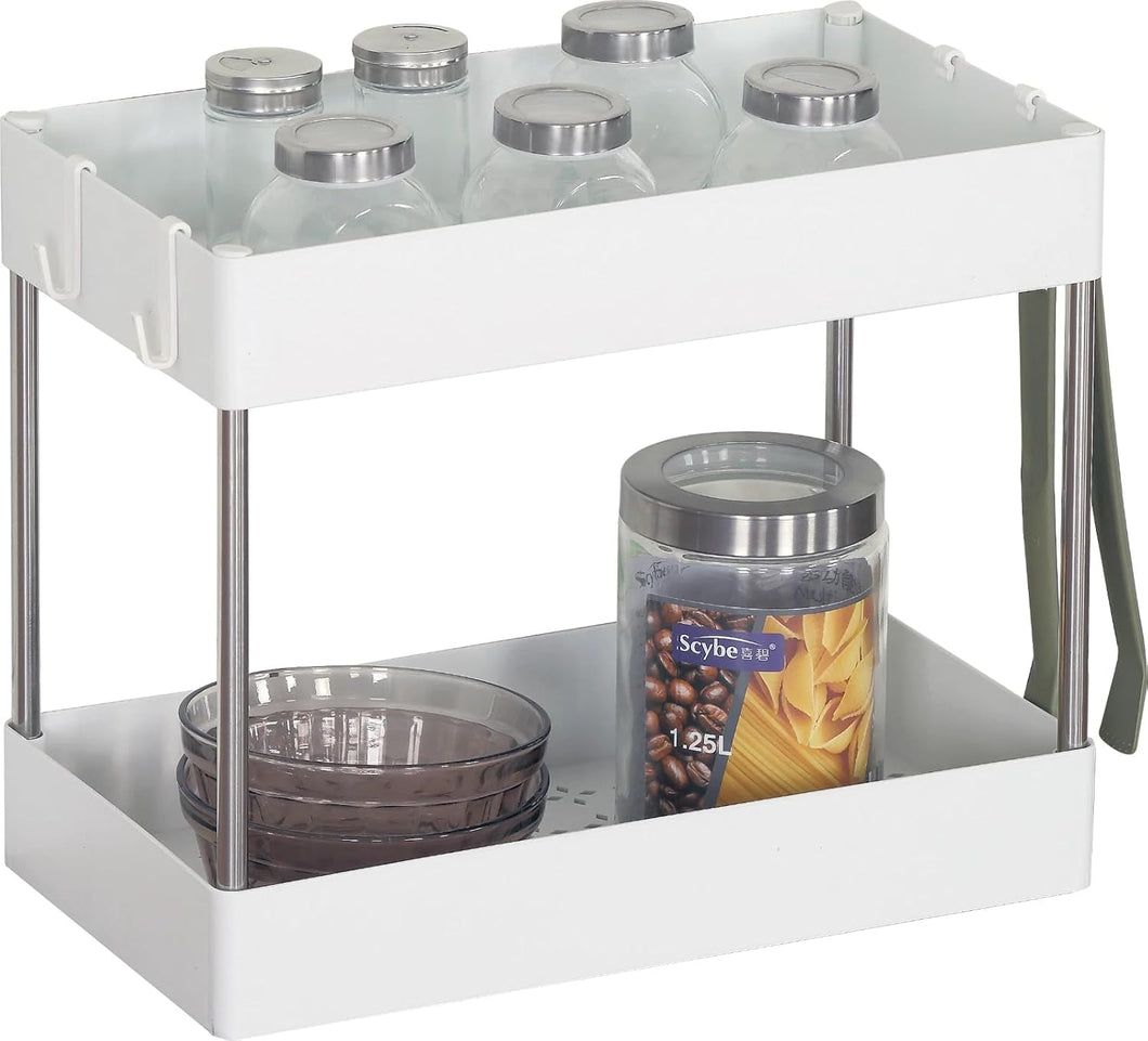 Kitchen Countertop Storage Rack Organiser Side Hooks Spice Under Sink Batrhoom 40x22x31 cm