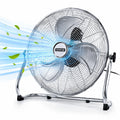 16 Inch Floor Fan Chrome Metal 3 Speed High Velocity Portable Adjustable Tilt