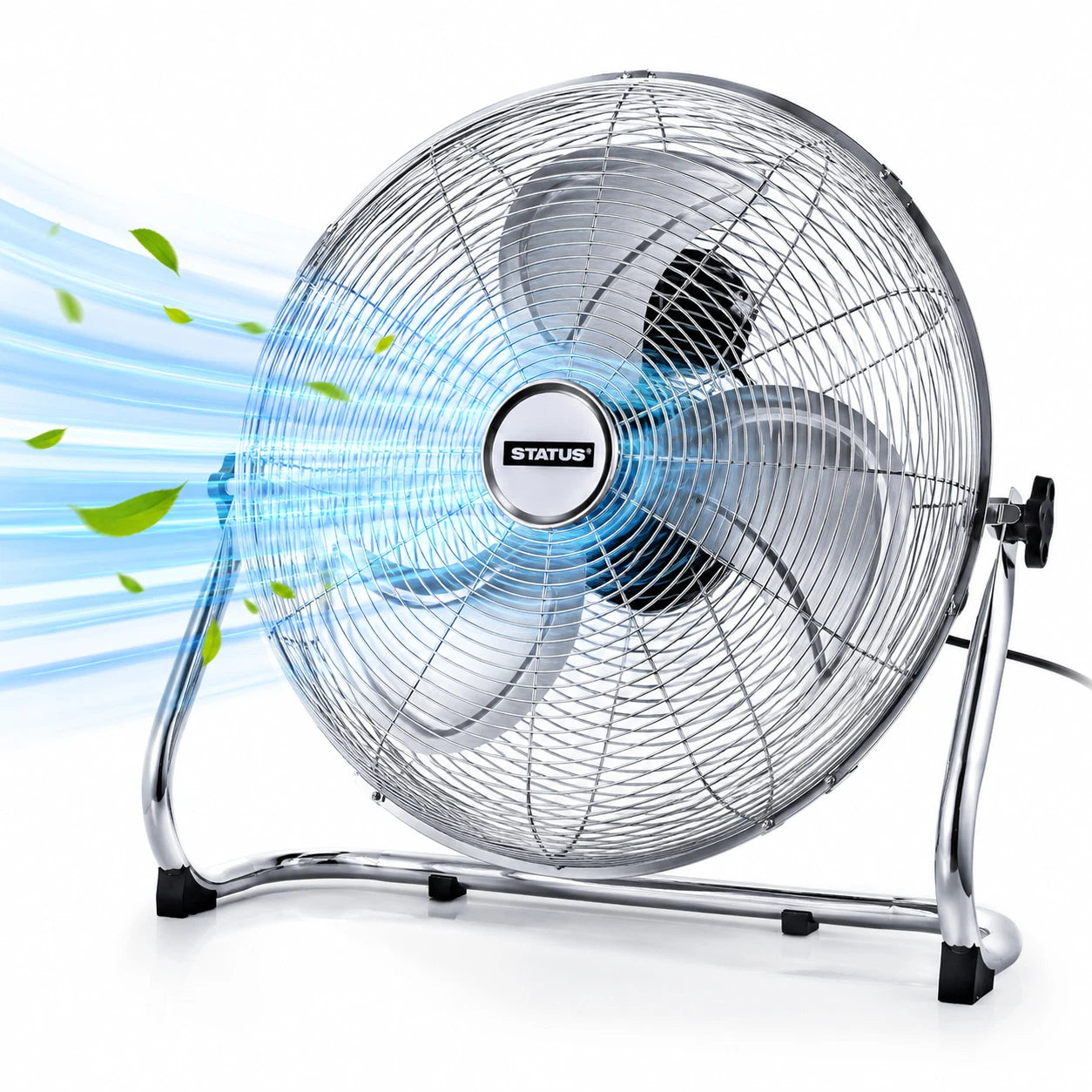 16 Inch Floor Fan Chrome Metal 3 Speed High Velocity Portable Adjustable Tilt