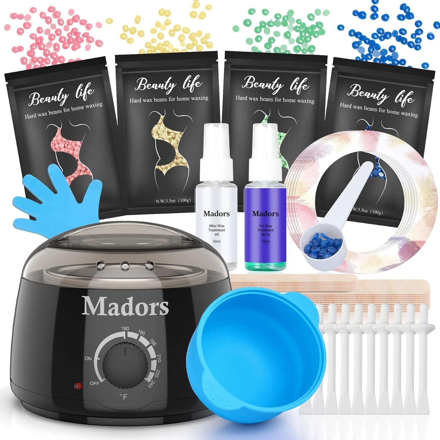Waxing Kit Wax Heater Warmer Pot Hair Removal Depilatory Paraffin Hard Beans