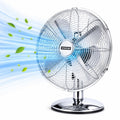 12 Inch Cooling Desk Fan Oscillating 3 Speed Chrome Metal Table Fan Adjustable
