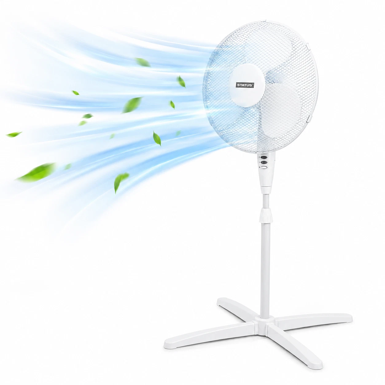16 Inch Pedestal Fan 3 Speed Oscillating Adjustable Height Cooling Fan White UK