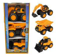 Set of 3 JCB Construction Vehicles Toys 7inch Truck Trailer Kids Boys Girls Gift