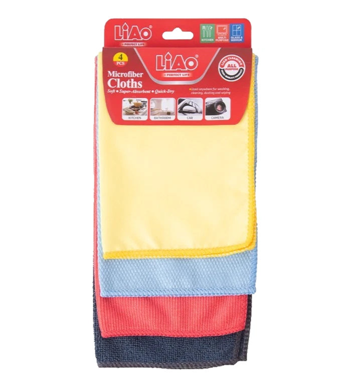 4 x Microfibre Cleaning Cloths Soft Super Absorbent Kitchen Bathroom Car Glass