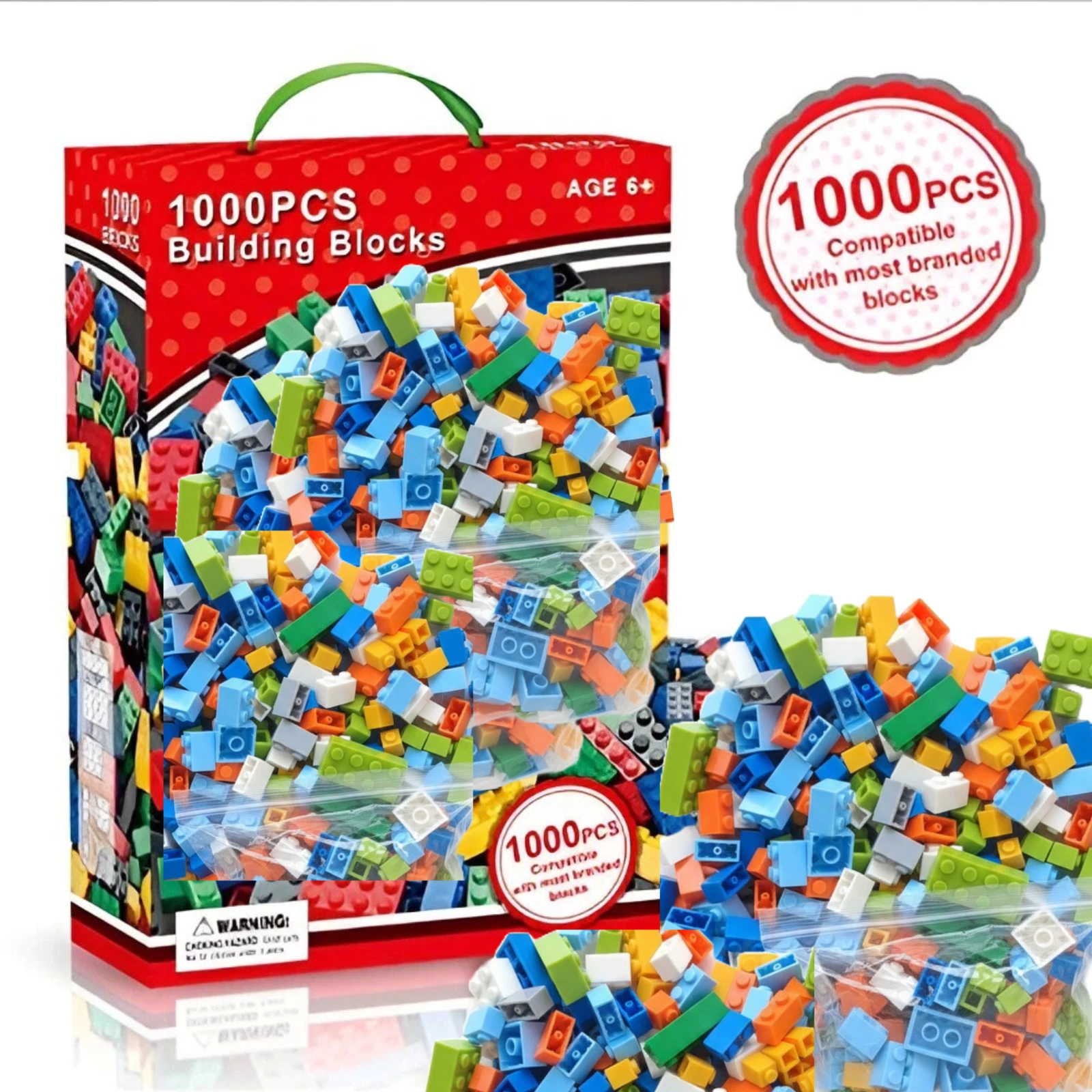 1000 Pcs Assorted Construction Building Blocks Bricks Set Kids Children Toy Gift