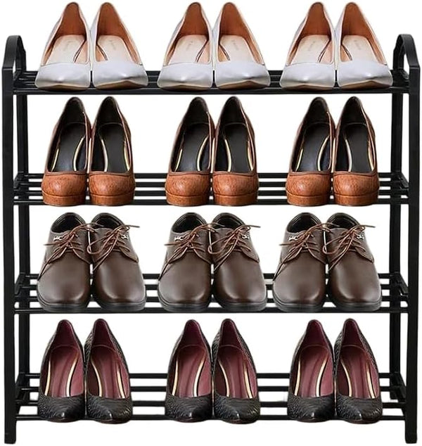 4 Tier Shoe Rack Shoe Storage Organiser Storage Rack Hallway 12-14 Pairs 62x20x62 cm